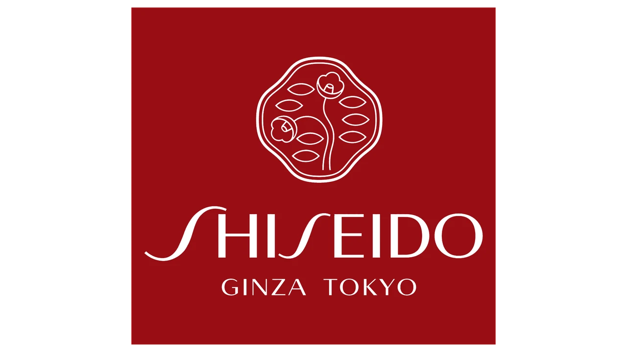 Logo Shiseido blanc sur fond rouge