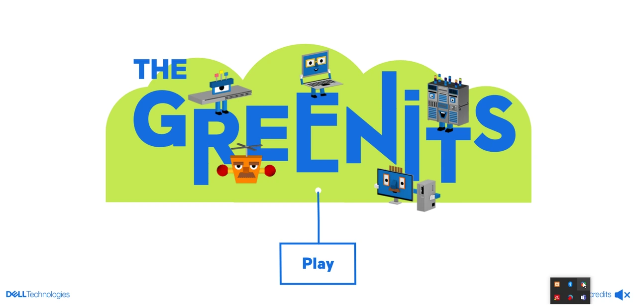 Écran-titre du jeu The Greenits avec le bouton « Play »